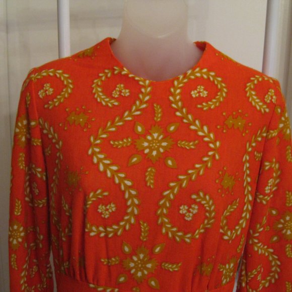 Vintage 60's Sears JR Bazaar Patterned Flower Child Dress - Picture 2 of 8